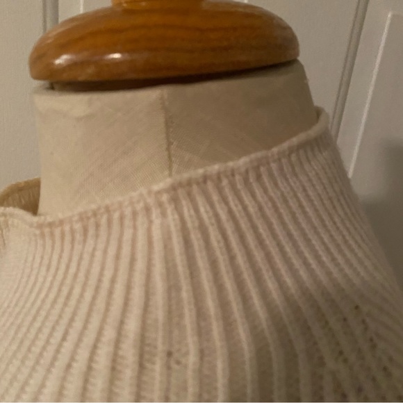 No label long sleeve ribbed mock neck tunic sweater ivory cream size M L - Picture 9 of 16